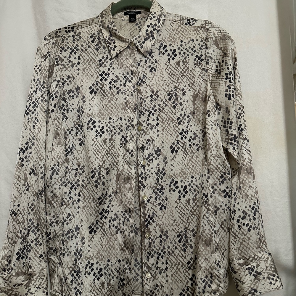 Ann Taylor silk snake Print Blouse - Brown and Cream